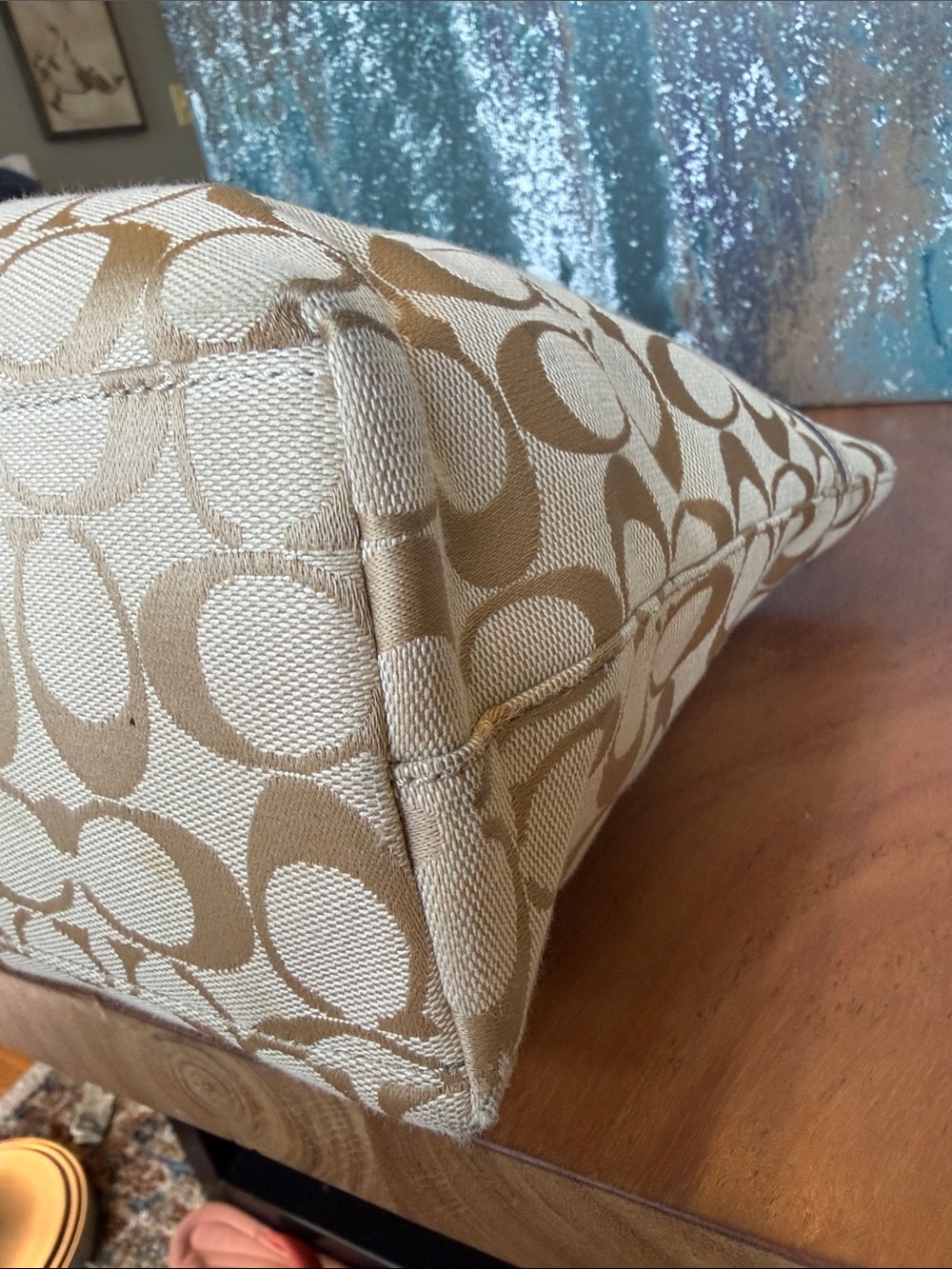 Coach 2013 Classic Jewel Tone Jacquard Monogram Signature Stripe Bag (GUC) - Picture 13 of 17